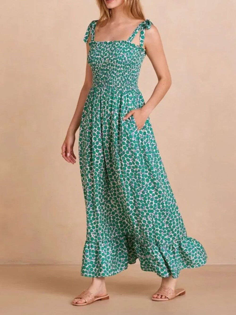 NWT Summersalt Silky Luxe Smocked Maxi Dress  - Size Small